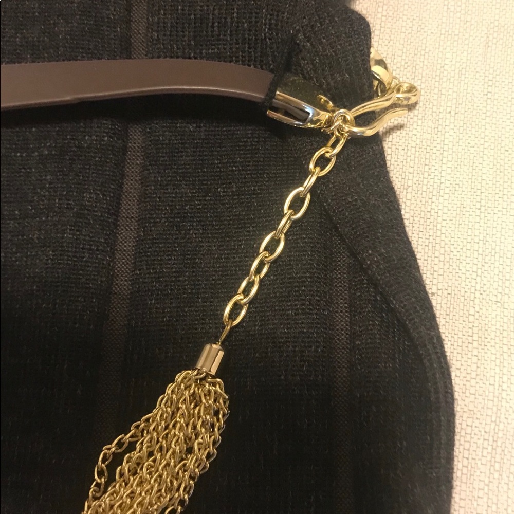 New Nine West Dress Small Brown Gold Belt Chain - Picture 3 of 8
